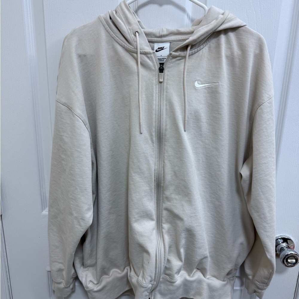 Nike Phoenix 🐦🔥 Cream Fleece Oversized Full Zip Hoodie, Size Large
